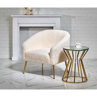 Fotel bouclé kremowy Halmar z złotymi nogami - Elegancki design