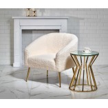 Fotel bouclé kremowy Halmar z złotymi nogami - Elegancki design