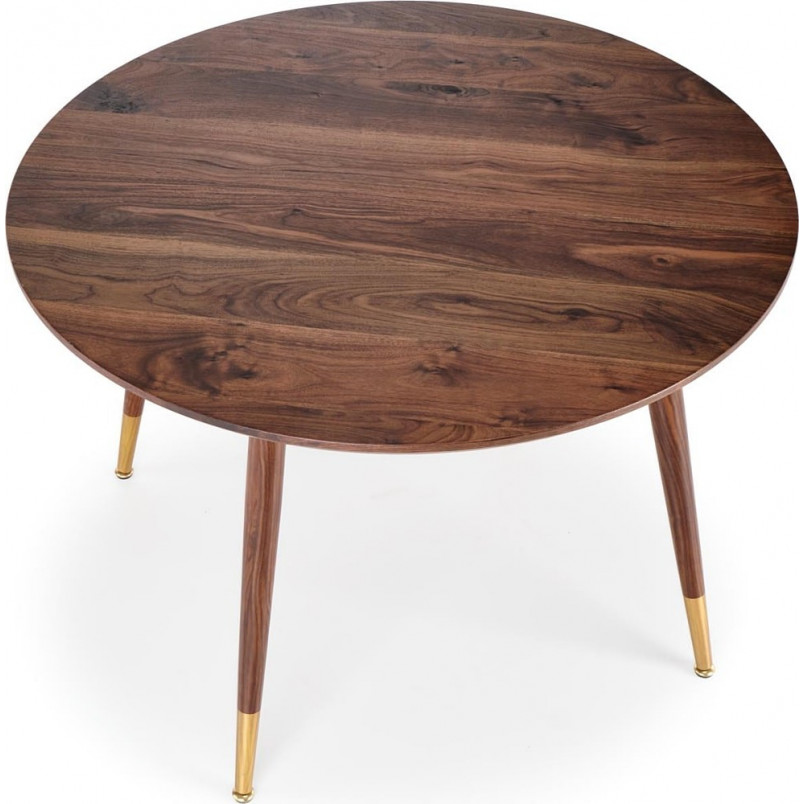 Stół okrągły retro Domenico 110cm orzech / złoty Halmar