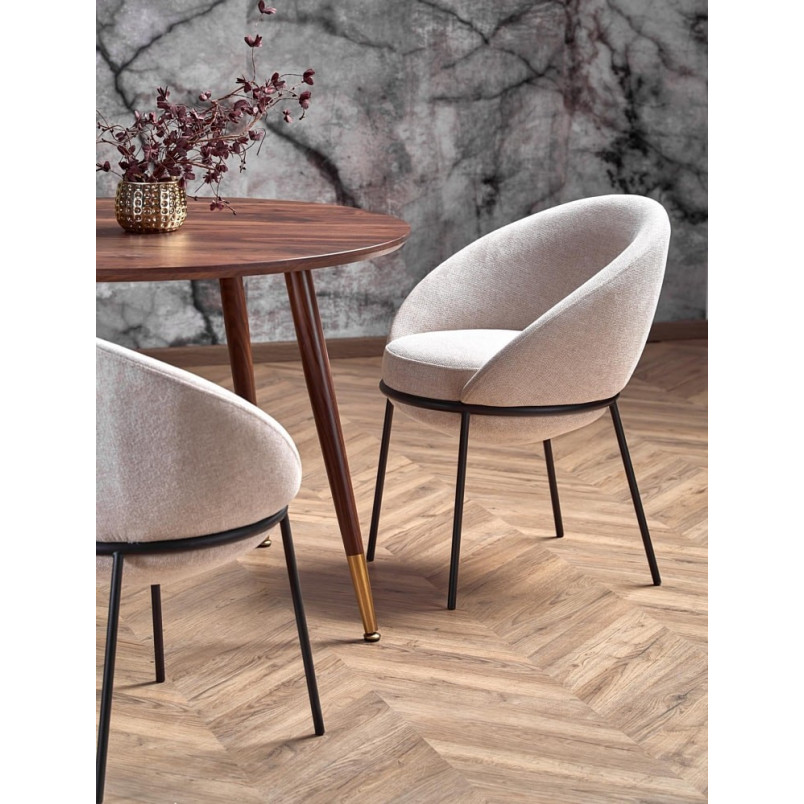 Stół okrągły retro Domenico 110cm orzech / złoty Halmar