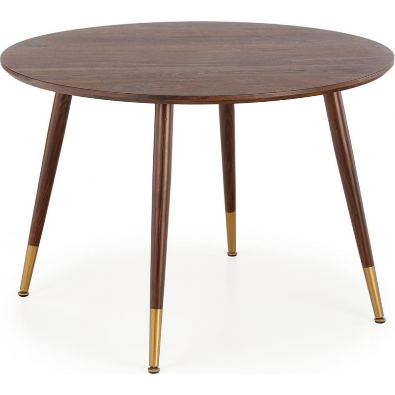 Stół okrągły retro Domenico 110cm orzech / złoty Halmar