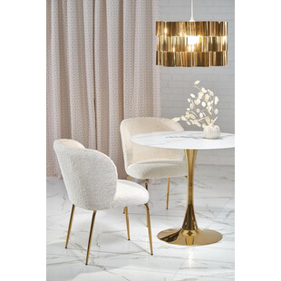 Stół szklany glamour Halmar Casemiro 90cm | Biały marmur, złota noga