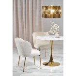 Stół szklany glamour Halmar Casemiro 90cm | Biały marmur, złota noga
