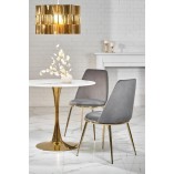 Stół szklany glamour Halmar Casemiro 90cm | Biały marmur, złota noga