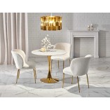 Stół szklany glamour Halmar Casemiro 90cm | Biały marmur, złota noga