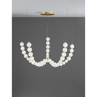 Lampa wisząca szklane kule glamour Moti LED 118cm biały opal / złoty
