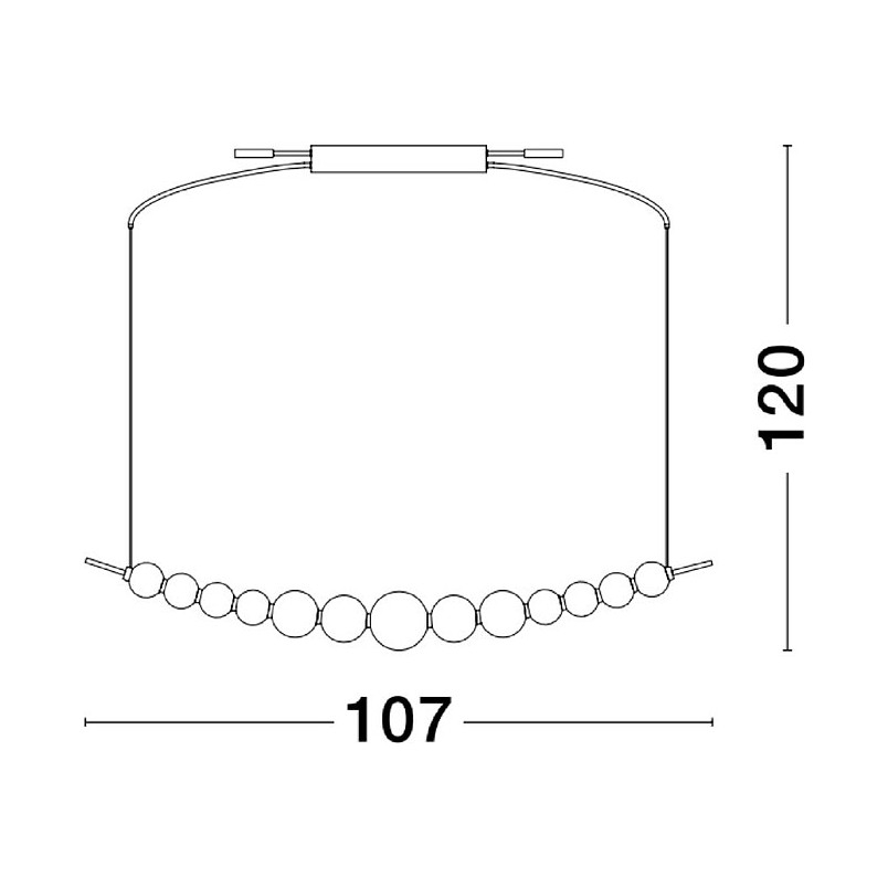 Lampa wisząca szklane kule glamour Moti LED 107cm biały opal / złoty
