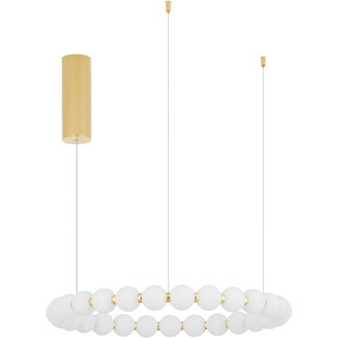 Lampa wisząca szklane kule glamour Moti LED 62cm biały opal / złoty