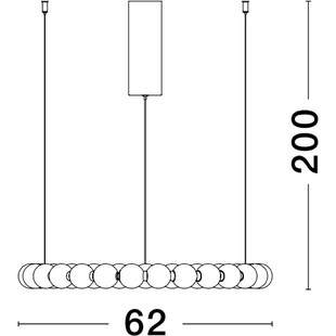 Lampa wisząca szklane kule glamour Moti LED 62cm biały opal / złoty