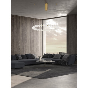 Lampa wisząca szklane kule glamour Moti LED 80cm biały opal / złoty