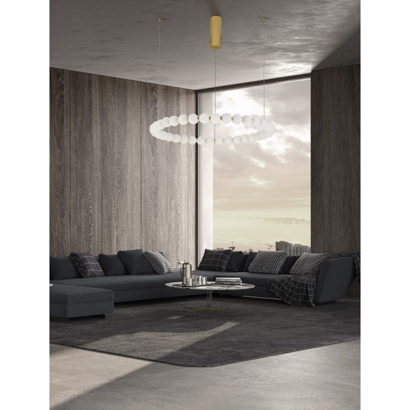 Lampa wisząca Moti - szkło białe/złoto | Decolab24