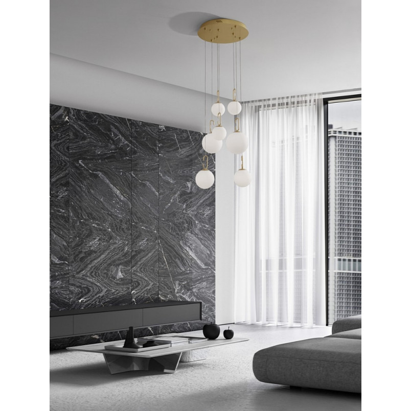 Lampa Wisząca Glamour Grap LED | Szkło Biało-Złote - Decolab24