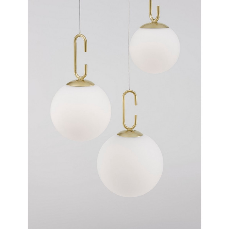 Lampa wisząca Glamour Grap III - szkło biało-złote | Decolab24