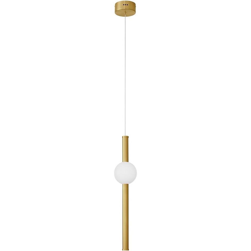 Elegancka Lampa wisząca glamour Ball Stripe LED 12cm złoty/opal do salonu, sypialni i kuchni