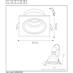 Lampa podtynkowa Embed kwadratowa czarna | Lucide
