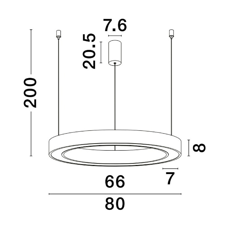 Lampa wisząca LED Cole - biała, z pilotem, 80cm | Decolab24