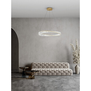 Lampa wisząca kryształowa glamour Queen Shape LED 80cm przeźroczysty / złoty