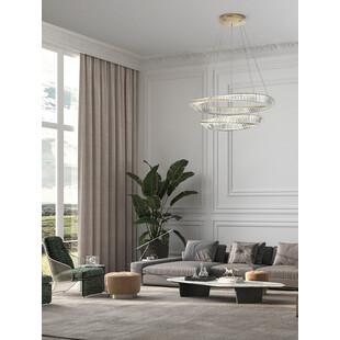 Lampa wisząca kryształowa glamour Queen Shape LED II 80cm przeźroczysty / złoty