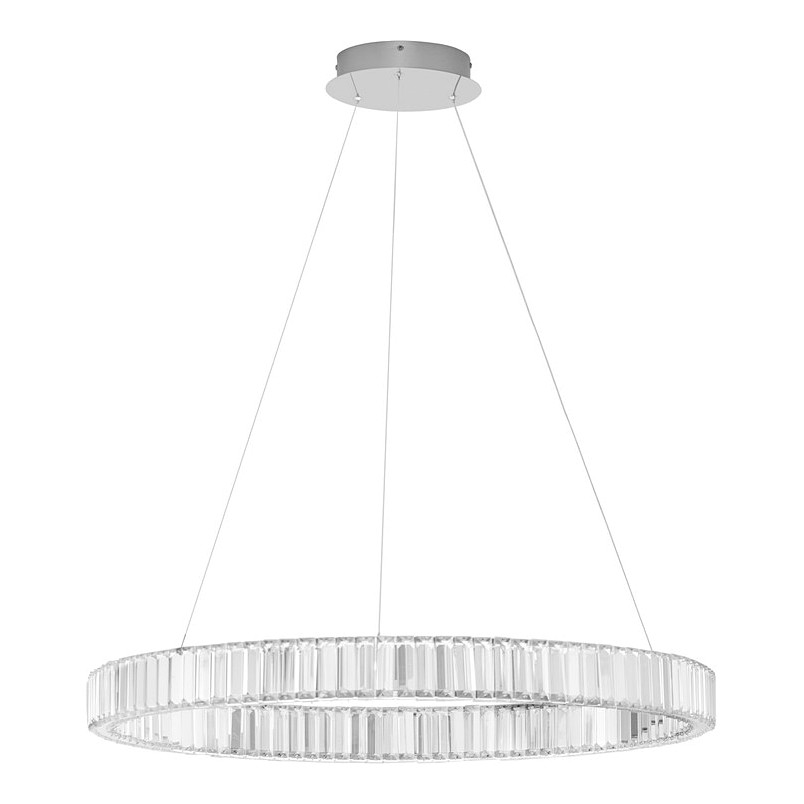 Elegancka Lampa wisząca kryształowa glamour Queen LED 80cm przeźroczysty/chrom do salonu i sypialni