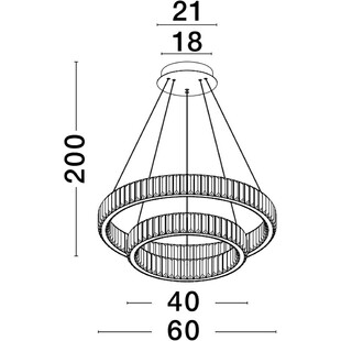 Lampa wisząca kryształowa glamour Queen LED II 60cm przeźroczysty / chrom