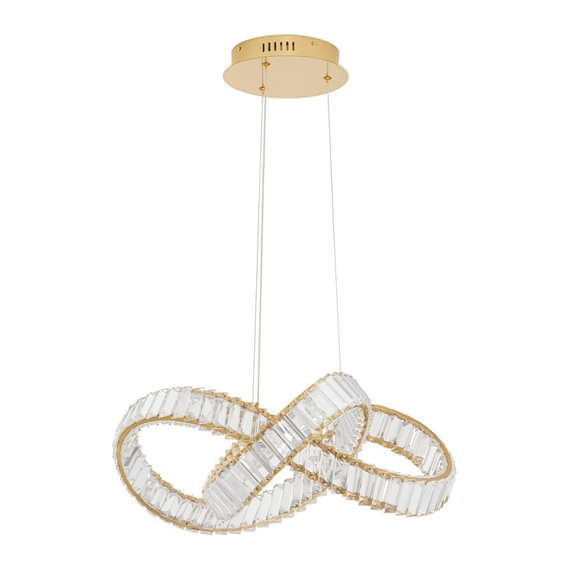 Lampa wisząca kryształowa glamour Fiore LED 60cm przeźroczysty / złoty