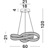 Lampa wisząca kryształowa glamour Fiore LED 60cm przeźroczysty / złoty