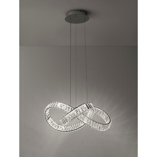 Lampa wisząca kryształowa glamour Fiore LED 60cm przeźroczysty / chrom