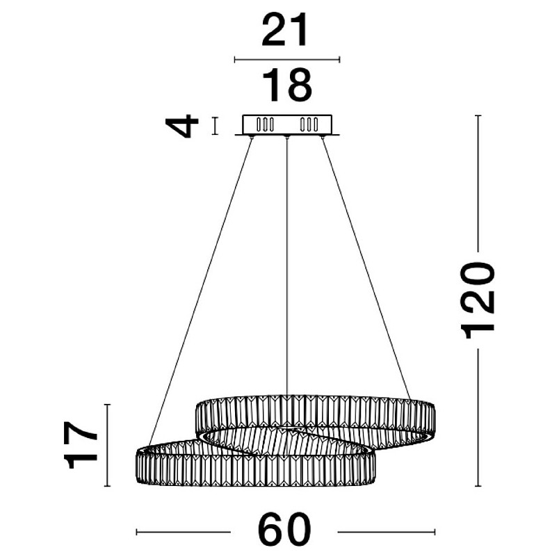 Lampa wisząca kryształowa glamour Fiore LED II 60cm przeźroczysty / złoty