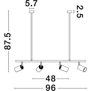 Lampa sufitowa z reflektorkami Ango IV 96cm czarno-złota