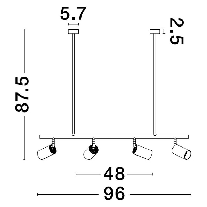 Lampa sufitowa z reflektorkami Ango IV 96cm czarno-złota