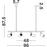 Lampa sufitowa z reflektorkami Ango IV 96cm czarno-złota
