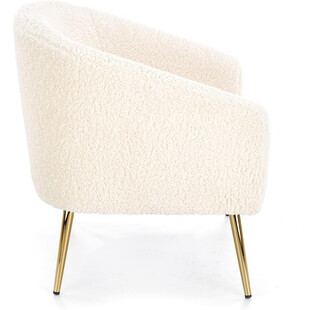 Fotel bouclé kremowy Halmar z złotymi nogami - Elegancki design
