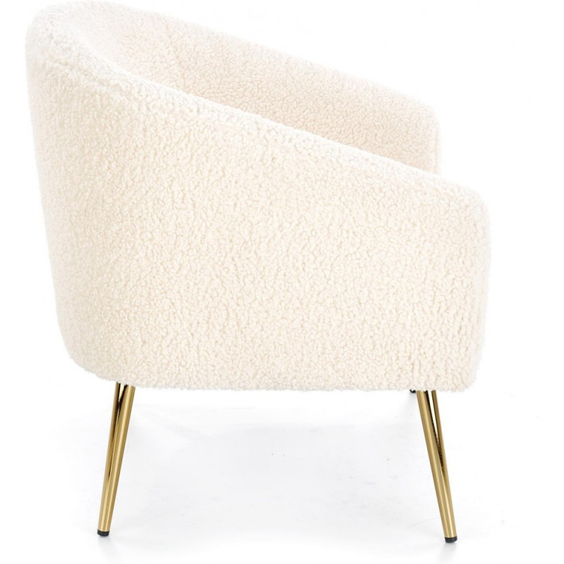 Fotel bouclé kremowy Halmar z złotymi nogami - Elegancki design