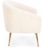 Fotel bouclé kremowy Halmar z złotymi nogami - Elegancki design