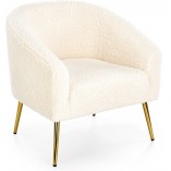 Fotel bouclé kremowy Halmar z złotymi nogami - Elegancki design