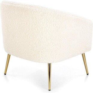 Fotel bouclé kremowy Halmar z złotymi nogami - Elegancki design