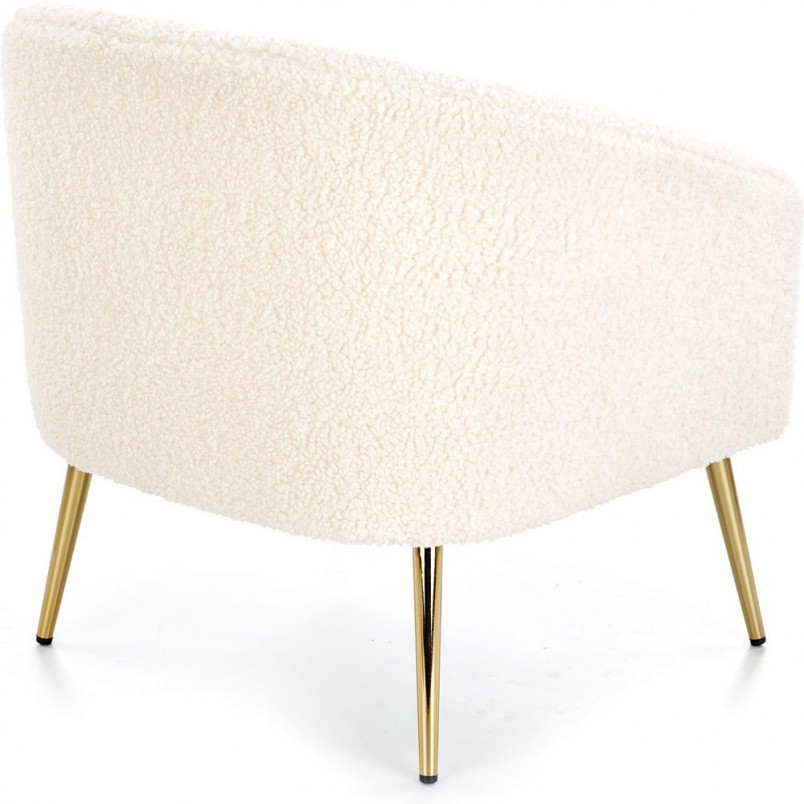 Fotel bouclé kremowy Halmar z złotymi nogami - Elegancki design