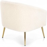 Fotel bouclé kremowy Halmar z złotymi nogami - Elegancki design