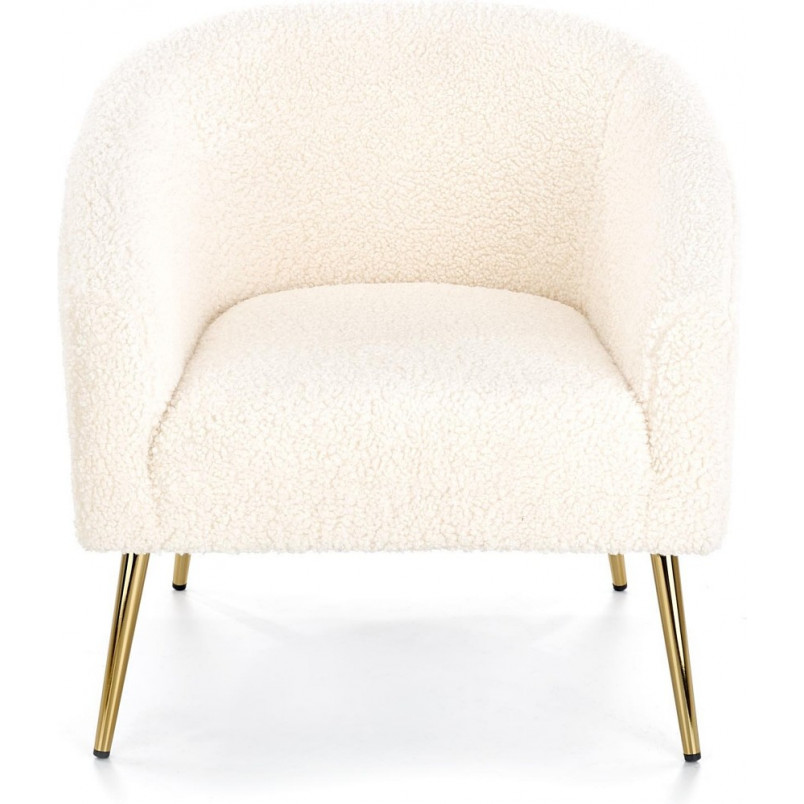 Fotel bouclé kremowy Halmar z złotymi nogami - Elegancki design