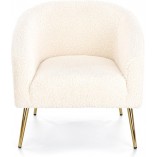 Fotel bouclé kremowy Halmar z złotymi nogami - Elegancki design