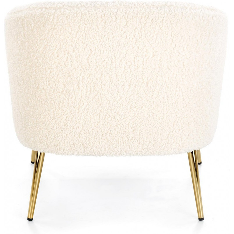 Fotel bouclé kremowy Halmar z złotymi nogami - Elegancki design