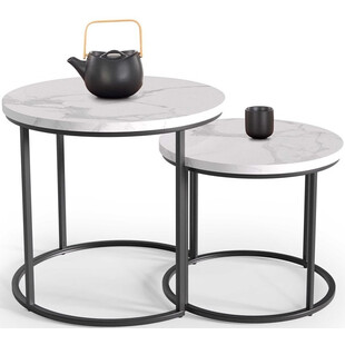 Zestaw stolików Oreo Halmar: Biały marmur - Stylowy design