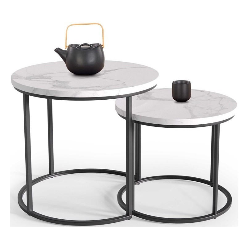 Zestaw stolików Oreo Halmar: Biały marmur - Stylowy design