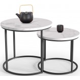 Zestaw stolików Oreo Halmar: Biały marmur - Stylowy design