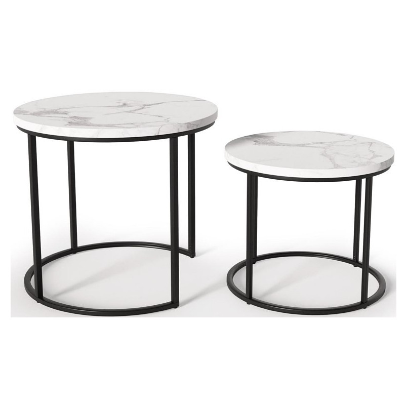 Zestaw stolików Oreo Halmar: Biały marmur - Stylowy design
