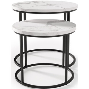 Zestaw stolików Oreo Halmar: Biały marmur - Stylowy design