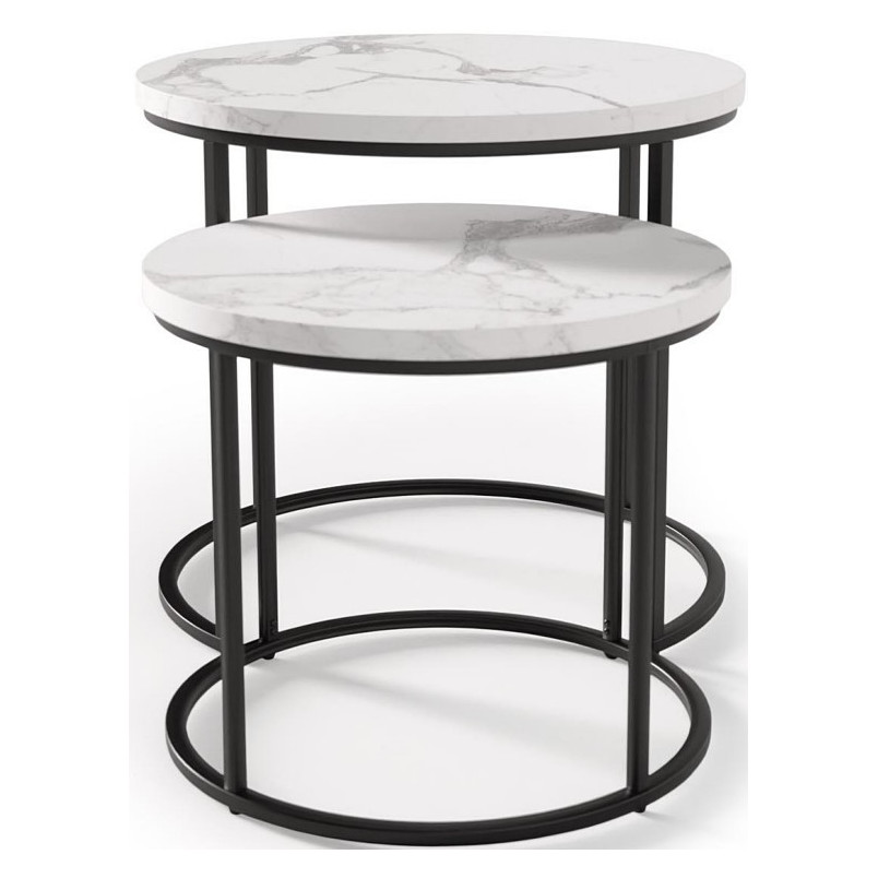 Zestaw stolików Oreo Halmar: Biały marmur - Stylowy design