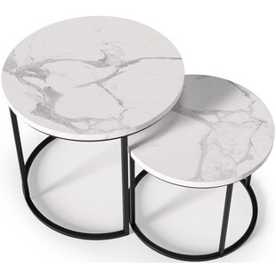 Zestaw stolików Oreo Halmar: Biały marmur - Stylowy design