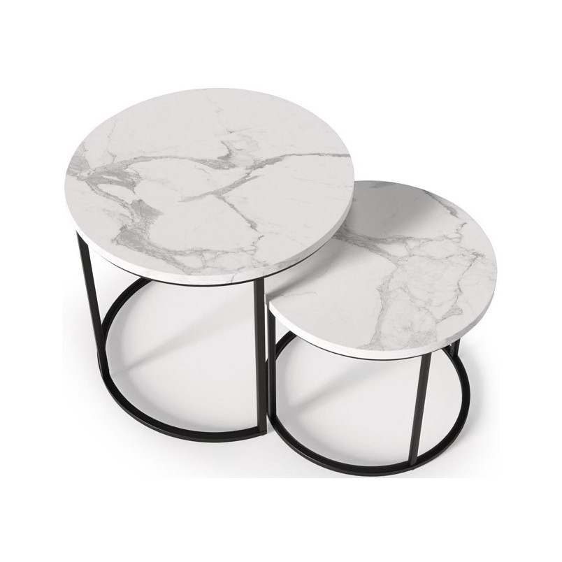 Zestaw stolików Oreo Halmar: Biały marmur - Stylowy design