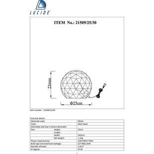 Lampa stołowa czarna Lucide - Geometryczny design | Kup teraz